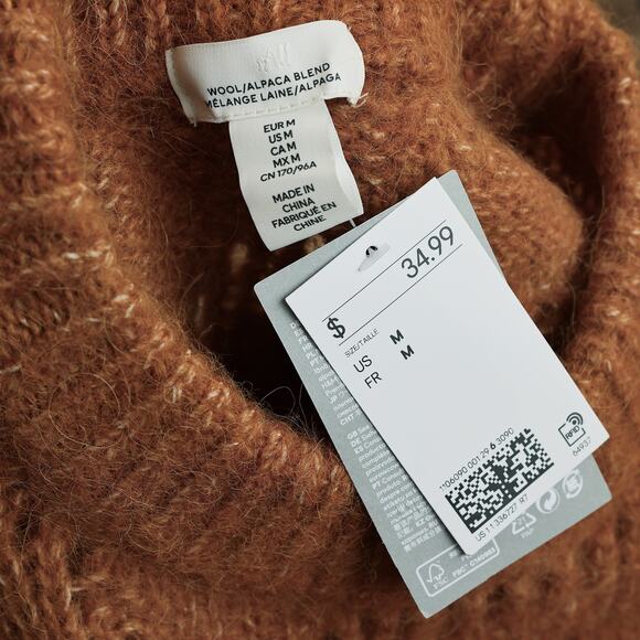 NWT - H&M Wool Alpaca Blend Orange Sweater - Medium - Picture 3 of 9